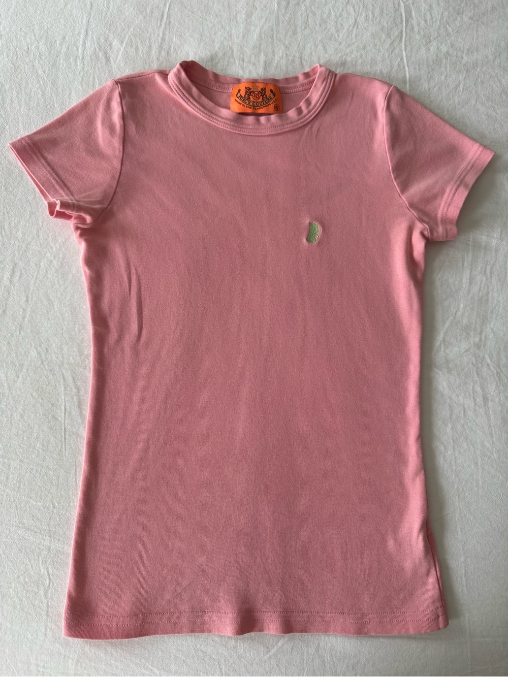 Vintage Y2K Juicy Couture Pink Baby Tee Scottie Dog Patch USA Small